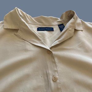 Vintage Cream Half-Sleeve Button-Up